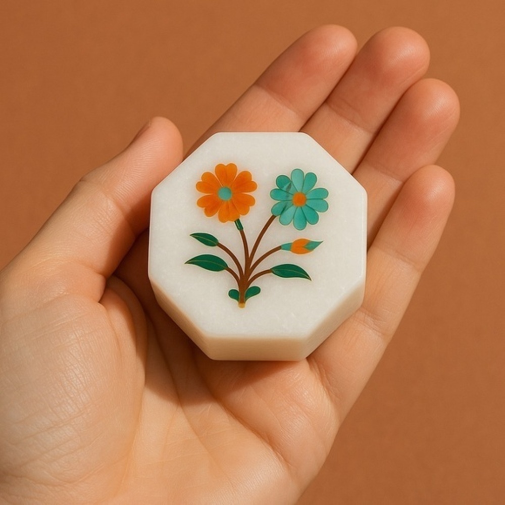 Handmade Indian Marble Inlay Trinket Box – Agra Pietra Dura Floral Box